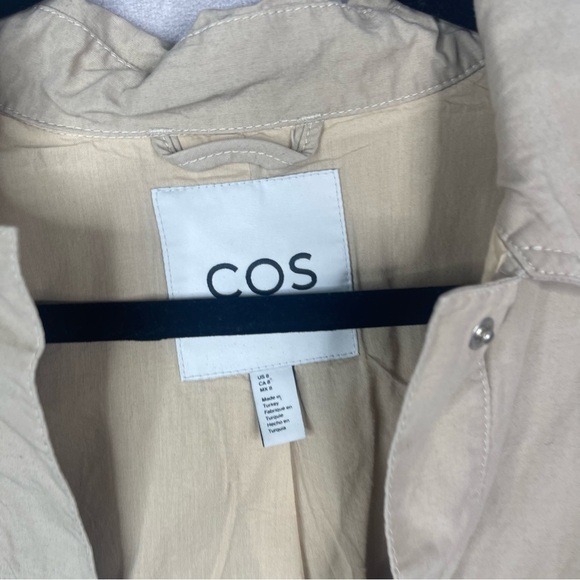 COS Linen Cotton Twill Snap Button Crop Jacket In Beige Size 8 - Picture 3 of 7